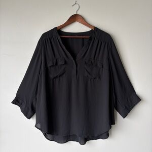 Torrid Harper Black V-Neck Pocket Blouse Women’s 2X